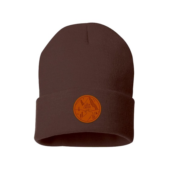 Lost Creek Co. Leather Patch Beanie Toboggan - Picture 1 of 7
